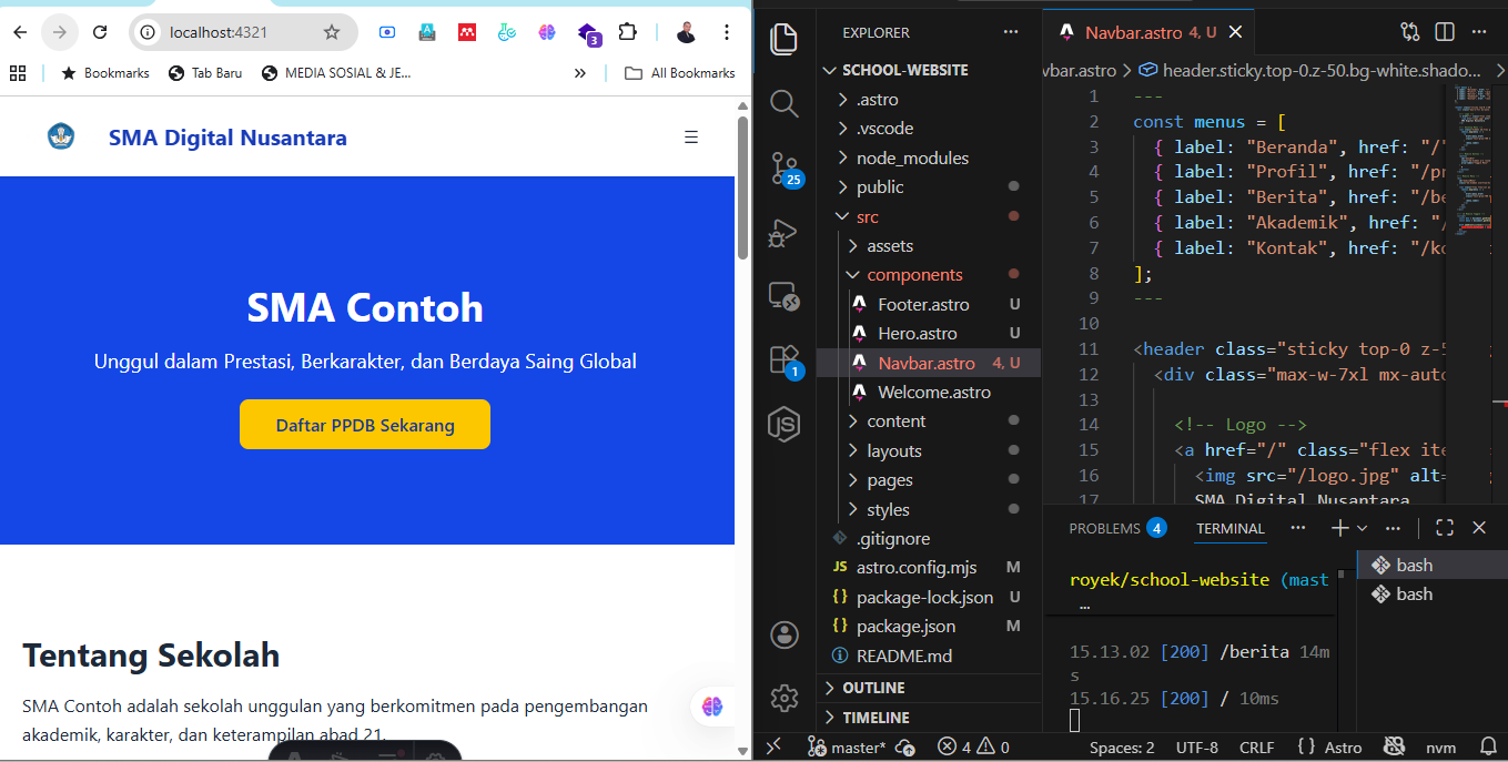 Belajar VibeCoding dengan AstroJS plus Chatgpt